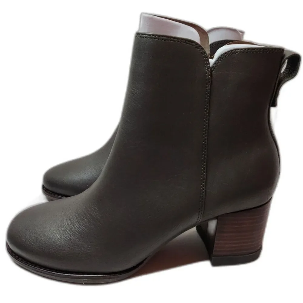 Sperry Seaport Heel Bootie Women’s 10 Olive Leather Ankle Boots